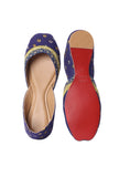 Ocean Blue Embroidered Ajrak Juttis