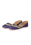Ocean Blue Embroidered Ajrak Juttis