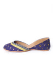 Ocean Blue Embroidered Ajrak Juttis