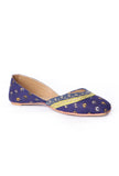 Ocean Blue Embroidered Ajrak Juttis