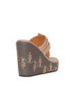 Refined Golden Hand Embroidered Kolhapuri Inspired Wedges