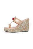 Raw Silk Gold Kolhapuri Inspired Wedges