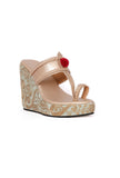 Raw Silk Gold Kolhapuri Inspired Wedges