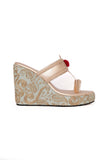 Raw Silk Gold Kolhapuri Inspired Wedges