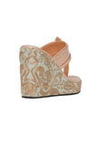 Raw Silk Gold Kolhapuri Inspired Wedges
