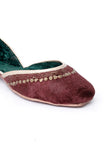 Maroon Contrast Velvet Jutti