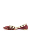 Mule Wine Contrast Velvet Jutti