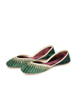 Bottle Green Contrast Velvet Jutti