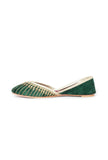 Bottle Green Contrast Velvet Jutti