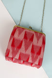 Crimson Red Ikat Square Clutch Bag