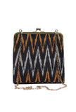 Black and Beige Ikat Clutch Bag