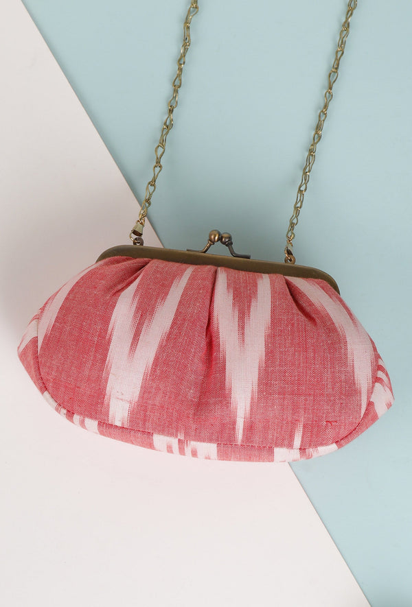 Rose Pink Ikat Clutch Bag