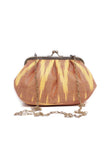 Beige Wood Ikat Clutch