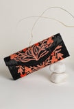 Rose Black Tilla Embroidery Velvet Clutch