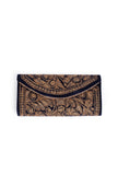Royal Blue Velvet Bronze Embroidered Clutch