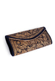 Royal Blue Velvet Bronze Embroidered Clutch