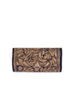 Royal Blue Velvet Bronze Embroidered Clutch