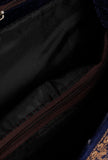 Royal Blue Velvet Bronze Embroidered Clutch