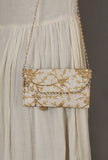 Ivory Elegance Zari Embroidered Silk Envelope Clutch