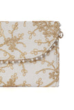Ivory Elegance Zari Embroidered Silk Envelope Clutch
