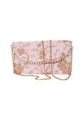 Blossom Pink Zari Embroidered Silk Envelope Clutch
