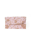 Blossom Pink Zari Embroidered Silk Envelope Clutch