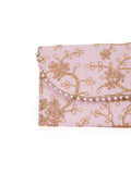 Blossom Pink Zari Embroidered Silk Envelope Clutch