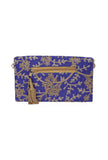 Majorelle Blue Zari Embroidered Silk Envelope Clutch