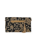 Midnight Black Zari Embroidered Silk Envelope Clutch