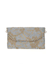 Shadow Grey Zari Embroidered Silk Envelope Clutch