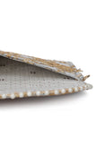 Shadow Grey Zari Embroidered Silk Envelope Clutch