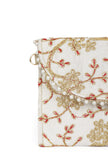 Snowy White Zari Embroidered Silk Envelope Clutch