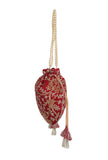 Ruby Maroon Embroidered Silk Potli