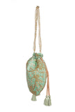 Mint Green Embroidered Silk Potli