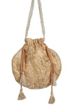 Golden Grace Embroidered Silk Potli