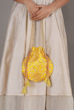 Tuscan Yellow Embroidered Silk Potli