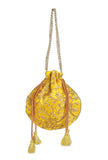 Tuscan Yellow Embroidered Silk Potli