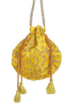 Tuscan Yellow Embroidered Silk Potli