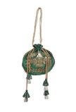 Midnight Green Gota Patti Silk Potli