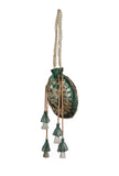 Midnight Green Gota Patti Silk Potli