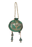 Midnight Green Gota Patti Silk Potli