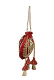 Radiant Red Gota Patti Silk Potli