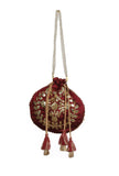 Majestic Maroon Gota Patti Silk Potli