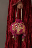 Passionate Pink Gota Patti Silk Potli