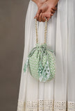 Minty Chikankari Georgette Potli