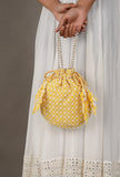 Sunshine Chikankari Yellow Georgette Potli