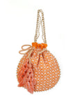 Citrus Orange Chikankari Georgette Potli