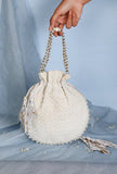 Snowy White Chikankari Georgette Potli
