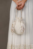 Snowy White Chikankari Georgette Potli