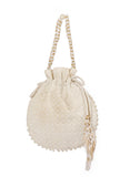Snowy White Chikankari Georgette Potli